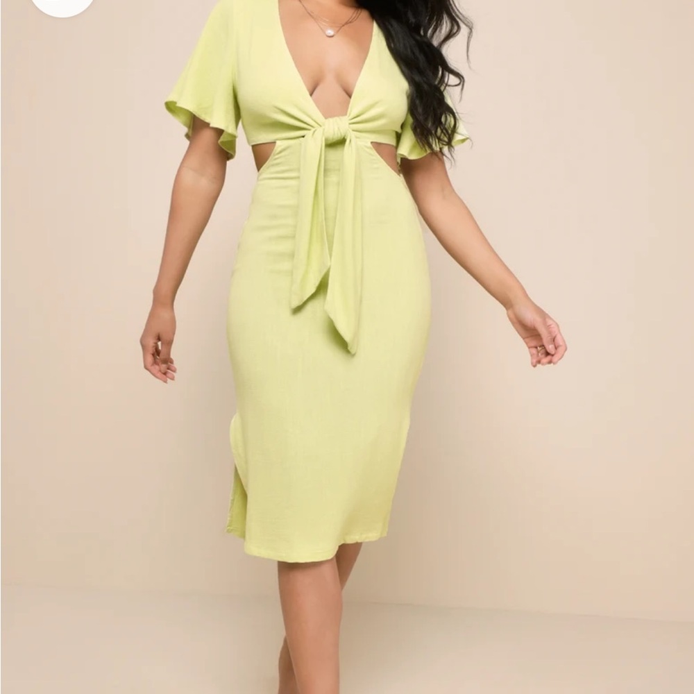 Lulus green linen dress